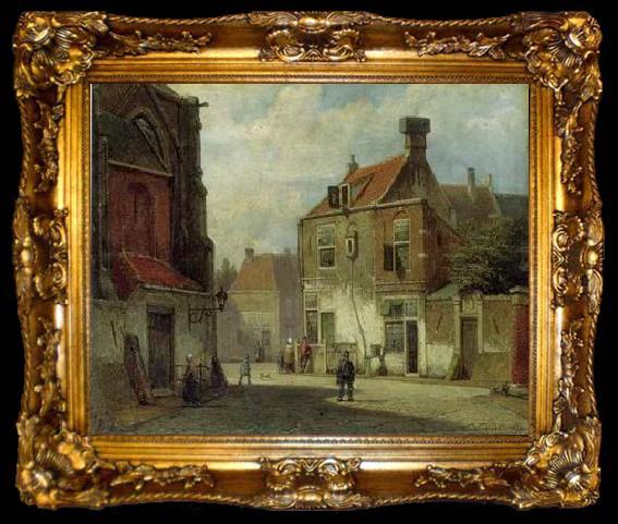 framed  unknow artist European city landscape, street landsacpe, construction, frontstore, building and architecture. 136, ta009-2